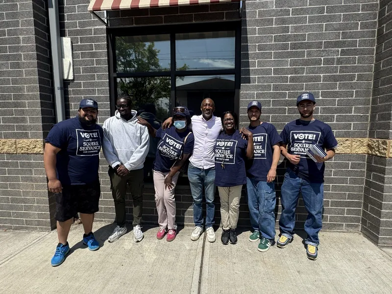 Canvassing crew gathered outside a campaign field office
